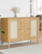 vidaXL Сайдборд "SENJA" ратанова визия 112x40x80 см бор масив