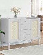 vidaXL Сайдборд "SENJA" ратанова визия бял 112x40x80 см бор масив