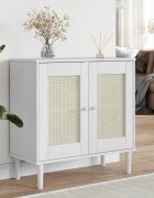 vidaXL Сайдборд "SENJA" ратанова визия бял 80x35x80 см бор масив