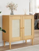 vidaXL Сайдборд "SENJA" ратанова визия кафяв 80x35x80 см бор масив