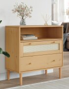 vidaXL Сайдборд "SENJA" ратанова визия кафяв 80x40x80 см бор масив