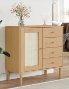 vidaXL Сайдборд "SENJA" ратанова визия кафяв 80x40x80 см бор масив