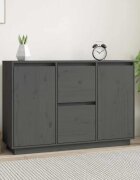 vidaXL Сайдборд сив 111x34x75 см бор масив