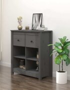 vidaXL Сайдборд сив 70x35x80 см бор масив