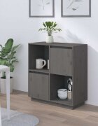 vidaXL Сайдборд сив 74x35x80 см бор масив