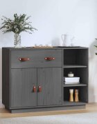 vidaXL Сайдборд сив 985x40x75 см бор масив