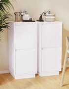 vidaXL Сайдборди 2 бр бели 315x34x75 см бор масив