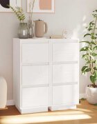 vidaXL Сайдборди 2 бр бели 32x34x75 см бор масив