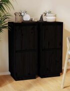 vidaXL Сайдборди 2 бр черни 315x34x75 см бор масив