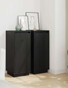 vidaXL Сайдборди 2 бр черни 315x34x75 см бор масив