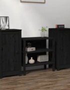 vidaXL Сайдборди 2 бр черни 39x35x80 см бор масив