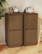 vidaXL Сайдборди 2 бр меденокафяви 315x34x75 см бор масив