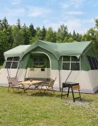 vidaXL Семейна палатка 487 x 340 x 216 см Зелено Полиестер и стомана