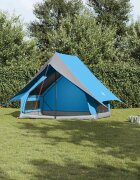 vidaXL Семейна палатка с покрив Синьо и сиво 220 x 220 x 184 см
