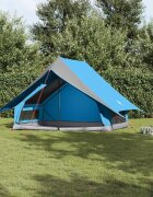 vidaXL Семейна палатка с покрив Синьо и сиво 256 x 256 x 185 см
