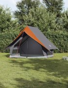 vidaXL Семейна палатка с покрив Сив и оранжев 220 x 220 x 184 см