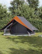 vidaXL Семейна палатка с покрив Сив и оранжев 256 x 256 x 185 см