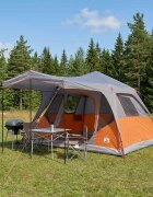 vidaXL Семейна палатка с покрив Сив и оранжев 305 x 275 x 190 см