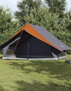 vidaXL Семейна палатка с покрив Сив и оранжев 315 x 286 x 200 см