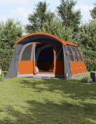 vidaXL Семейна палатка с покрив Сив и оранжев 576 x 325 x 213 см