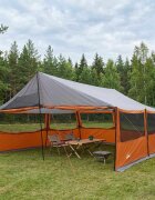 vidaXL Семейна палатка с покрив Сив и оранжев 600 x 400 x 268 см