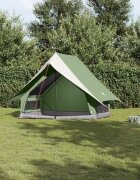 vidaXL Семейна палатка с покрив Зелен и бял 220 x 220 x 184 см