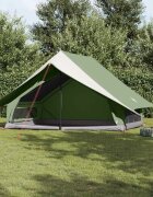 vidaXL Семейна палатка с покрив Зелен и бял 315 x 286 x 200 см