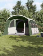 vidaXL Семейна палатка с покрив Зелен и бял 576 x 325 x 213 см