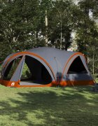 vidaXL Семейна палатка за 10 души Сив и оранжев 460 x 430 x 214 см