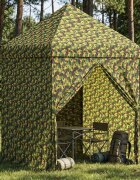 vidaXL Сенник палатка с 4 странични стени 2 x 2 m Военен камуфлаж