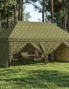 vidaXL Сенник палатка с 4 странични стени 29 x 58 м Военен камуфлаж