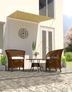 vidaXL Сенник с падащо рамо 150x150 см жълто и бяло