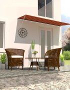 vidaXL Сенник с падащо рамо 350x150 см оранжево и кафяво