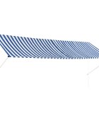 vidaXL Сенник с падащо рамо 400x150 см синьо и бяло