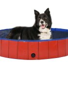 vidaXL Сгъваем басейн за кучета червен 160x30 см PVC