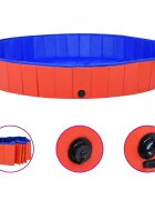 vidaXL Сгъваем басейн за кучета червен 200x30 см PVC