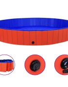 vidaXL Сгъваем басейн за кучета червен 300x40 см PVC