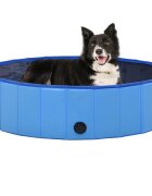 vidaXL Сгъваем басейн за кучета син 120x30 см PVC