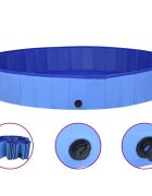 vidaXL Сгъваем басейн за кучета син 200x30 см PVC