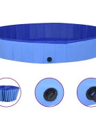 vidaXL Сгъваем басейн за кучета син 300x40 см PVC