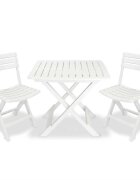 vidaXL Сгъваем бистро комплект 3 части пластмаса бял