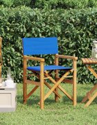 vidaXL Сгъваем директорски стол Blue Solid Wood Teak