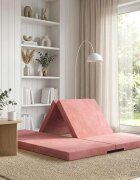 vidaXL Сгъваем диван легло 140 x 67 x 15 см Розово