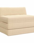 vidaXL Сгъваем диван легло Кремаво 200 x 70 x 10 см Кордюрова тъкан