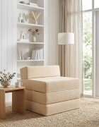 vidaXL Сгъваем диван легло Кремаво 200 x 70 x 15 см Кордюрова тъкан