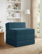 vidaXL Сгъваем диван легло Синьо 200 x 70 x 15 см Кадифе