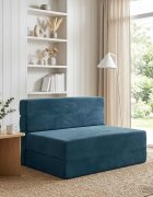 vidaXL Сгъваем диван легло Синьо 70 x 72 x 60 см Текстил