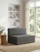 vidaXL Сгъваем диван легло Светлосиво 100 x 80 x 60 см Текстил