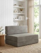 vidaXL Сгъваем диван легло Светлосиво 100 x 80 x 60 см Текстил