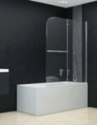 vidaXL Сгъваем душ параван 2 панела ESG стъкло 95x140 см